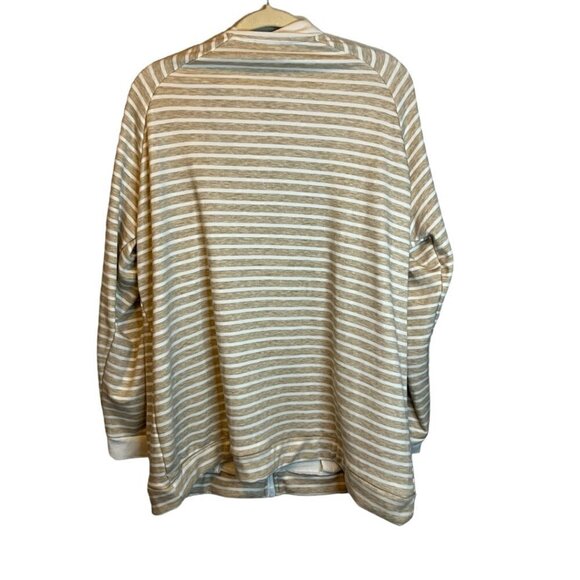 Quacker Factory Sweatshirt Women's Size XL Stripes Cream White Rhinestone - Picture 2 of 4